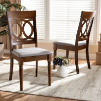 Baxton Studio RH333C-Grey/Walnut-DC-2PK Lucie Modern and Contemporary Grey Fabric Upholstered and Walnut Brown Finished Wood 2-Piece Dining Chair Set
